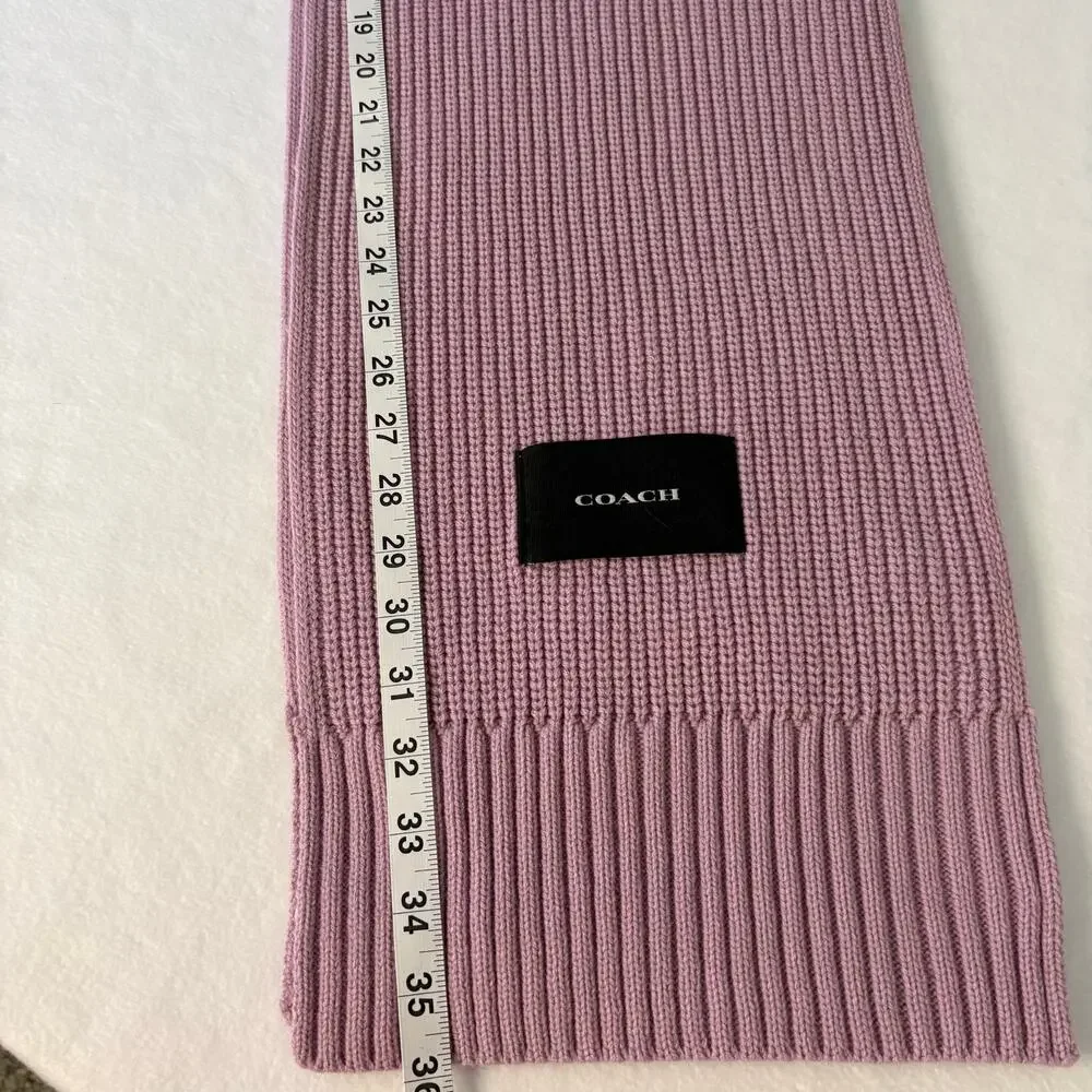 Coach Woven Patch Knit Scarf Mauve Pink Color NWT